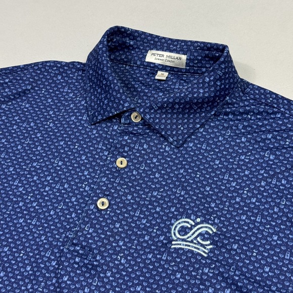 Peter Millar Other - Peter Millar Summer Comfort Whisky Sour Cocktail Polo Golf Shirt Blue Men's Sz M